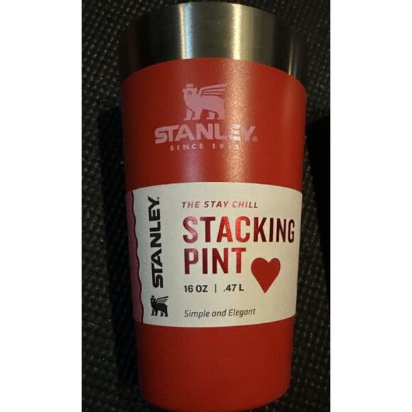 STANLEY Stacking Pint 16 OZ Cups Glasses Tumblers (2) Valentine's Day Red No Lid - Picture 3 of 7